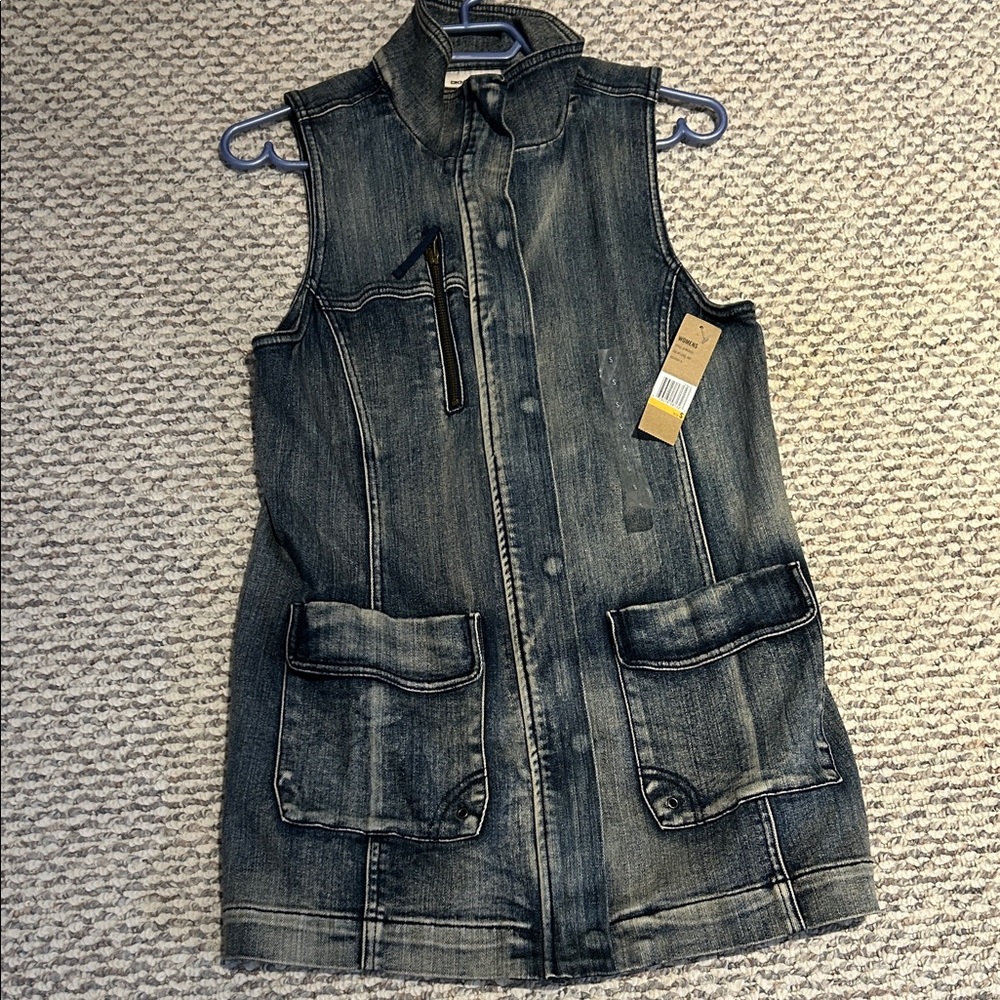 DKNY Dark Denim Vest with Pockets